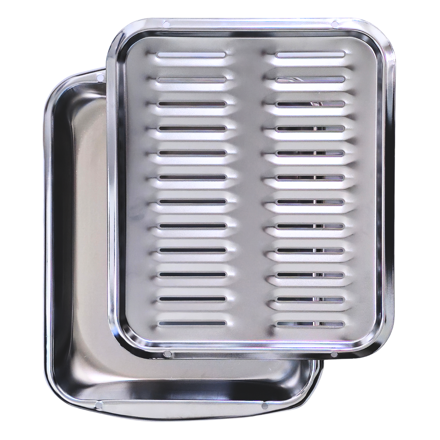 Broiler Pan for Oven 16” x 13” - Broiling Pan for Oven With Rack Withstands High Heat - Drip Tray Drains Fat and Circulates Heat - Broil and Grill Perfectly With Our Heavy Duty Broiler Pans (Silver)