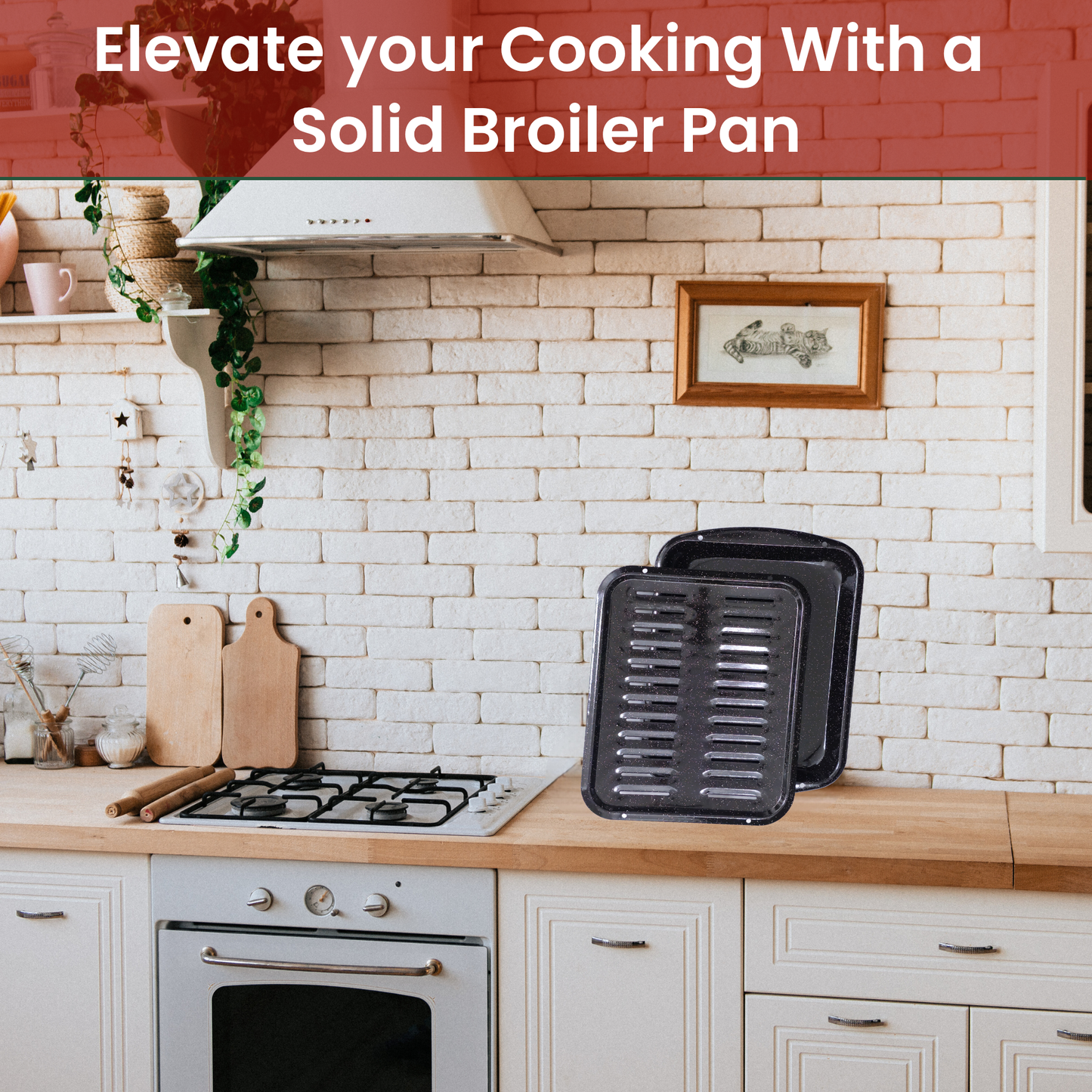 Broiler Pan for Oven Nonstick 16.75” x 13” Porcelain Nonstick Coated - Withstands Heat up to 550° F (Speckled)