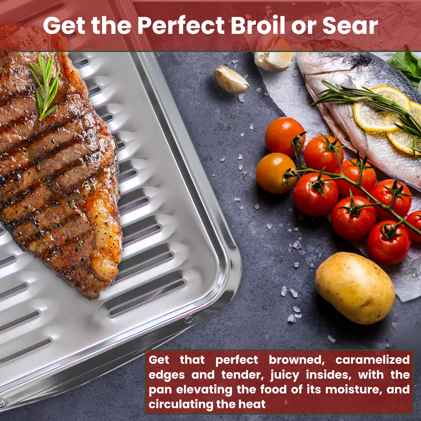Broiler Pan for Oven 16” x 13” - Broiling Pan for Oven With Rack Withstands High Heat - Drip Tray Drains Fat and Circulates Heat - Broil and Grill Perfectly With Our Heavy Duty Broiler Pans (Silver)