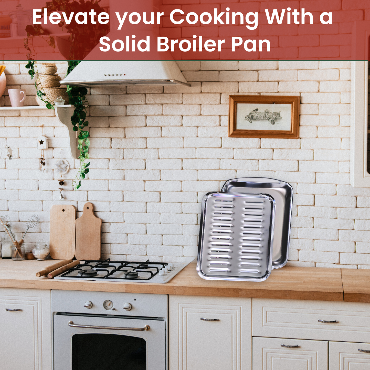 Broiler Pan for Oven 16” x 13” - Broiling Pan for Oven With Rack Withstands High Heat - Drip Tray Drains Fat and Circulates Heat - Broil and Grill Perfectly With Our Heavy Duty Broiler Pans (Silver)