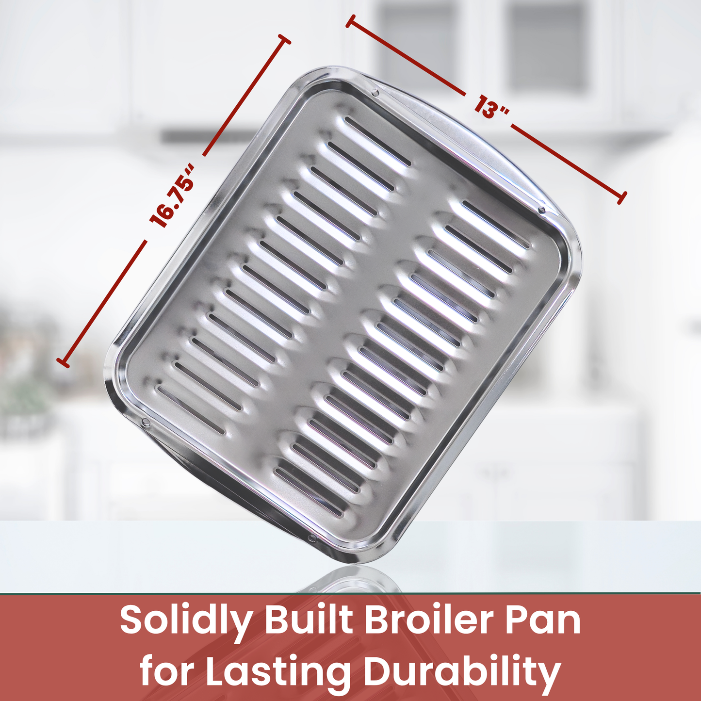 Broiler Pan for Oven 16” x 13” - Broiling Pan for Oven With Rack Withstands High Heat - Drip Tray Drains Fat and Circulates Heat - Broil and Grill Perfectly With Our Heavy Duty Broiler Pans (Silver)