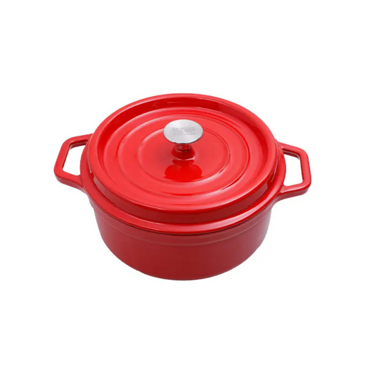 Heavy-Duty Cast Iron Dutch Oven - Superior Heat Retention for Even Cooking - Red